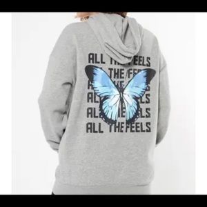 grey butterfly zip up